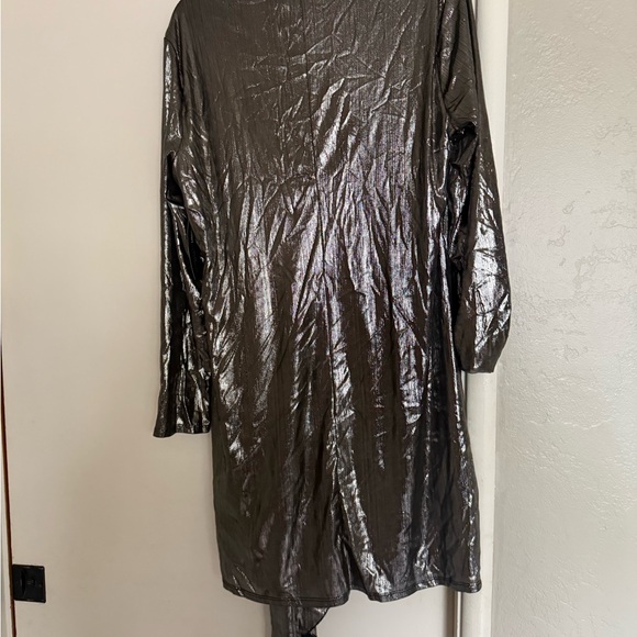 New York & Company Metallic Silver Pleated Dress - Picture 4 of 4